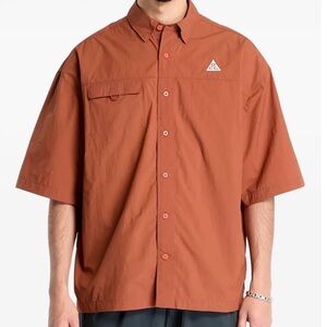 Nike ACG Outdoor Hiking Button Up Shirt Rust Brown Trail NWT Small